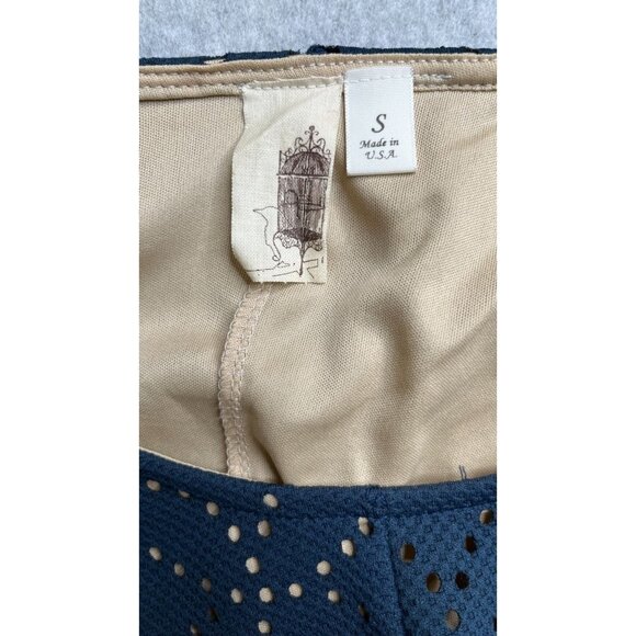 Francesca’s Collection Bird Cage Label Navy and Tan Dress Small A Line Lined - Picture 7 of 8